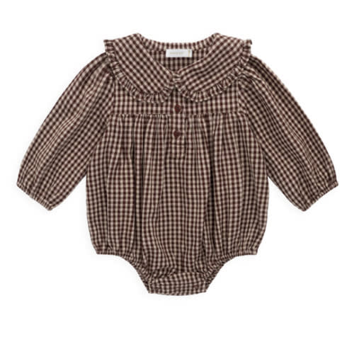 Organic Cotton Elowen Playsuit - Cinnamon Gingham – Jamie Kay USA