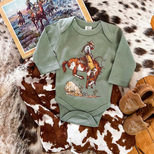 Cody Rank Paint Longsleeve Onesie(little kid)( green)(Fringed Exclusiv – theFRINGEDpineapple