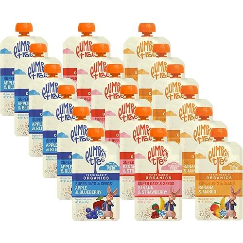 Peter Rabbit Organics, Oats & Seeds, Variety Pack, 18 CT Pouches, 4oz