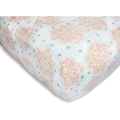 SwaddleDesigns Softest Cotton Muslin Fitted Crib Sheet, Toddler Sheet for Boys & Girls, Fits Standard Crib Mattress (28 x 52 inches), Pink Heavenly Floral