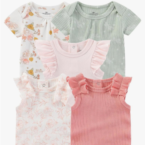 Baby Bodysuits Ribbed Mix Summer Newborn Boy Girl Clothes 5-pack