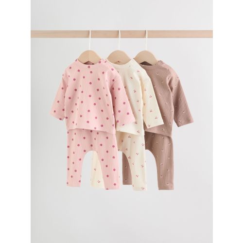 Pink/ Cream/ Brown Print Long Sleeve Top And Leggings Set 6 Piece (0mths-3yrs)
