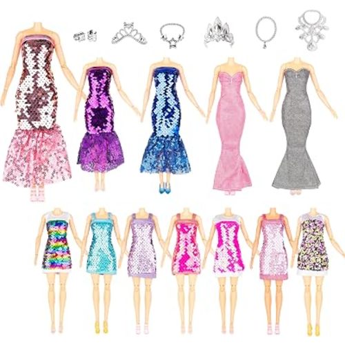 29-Piece Sequin Mermaid Doll Clothes for 11.5 Inch Dolls