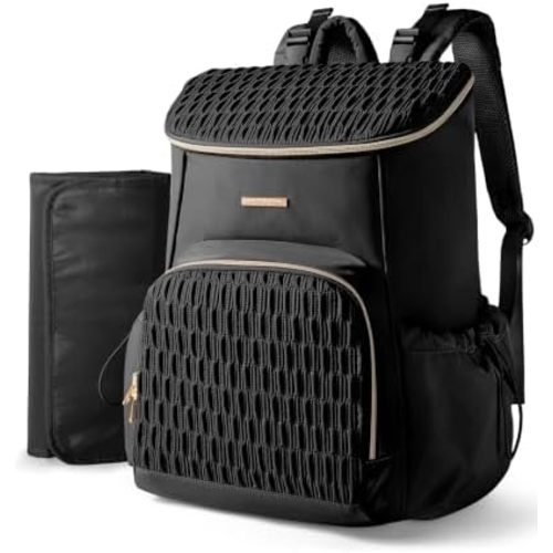 Marscamd Diaper Bag Backpack with Changing Pad, Large Baby Bag, Black