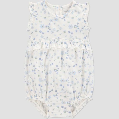 Carter's Just One You® Baby Girls' Floral Bubble Romper - Blue/Ivory Newborn