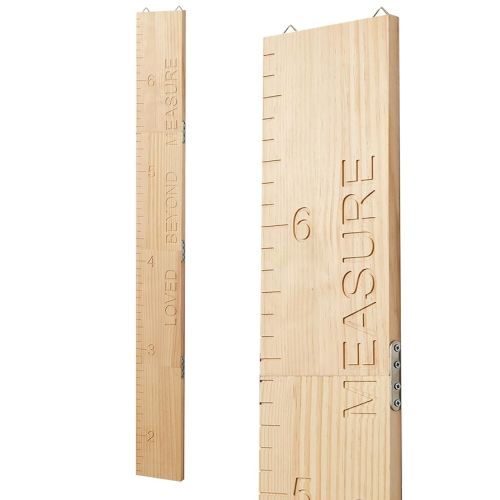 Growth Chart for Kids, Solid Wood Height Chart for Kids Toddler Baby playrooms and Bedrooms Wall Decor for up to 3 Children (1)