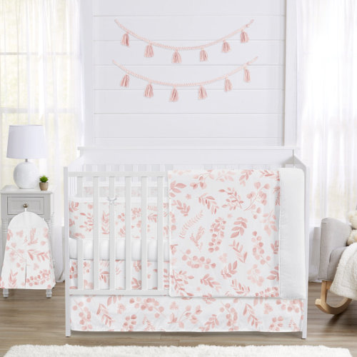 Sweet Jojo Designs Botanical Blush Pink 6 Piece Crib Bedding + BreathableBaby Breathable Mesh Liner Pad | Wayfair
