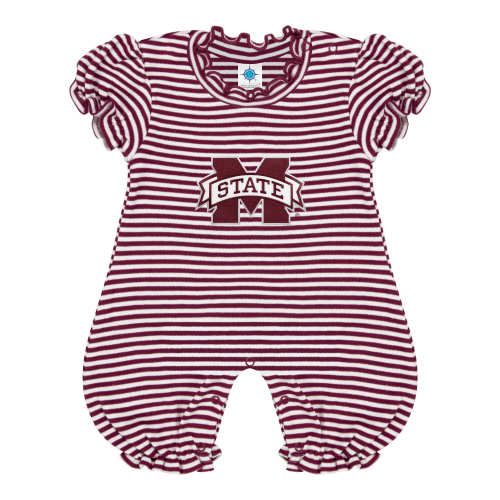Mississippi State Bulldogs Stripe Puff Sleeve Romper | College Baby