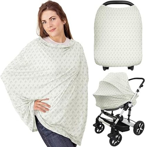 KeaBabies Nursing Cover, Breastfeeding Cover for Women - Baby Car Seat Canopy Girl, Boy, Multi-Use Baby Carseat Canopy, Breastfeeding Essentials for Nursing, Breathable,Lightweight & Soft(Fleur)