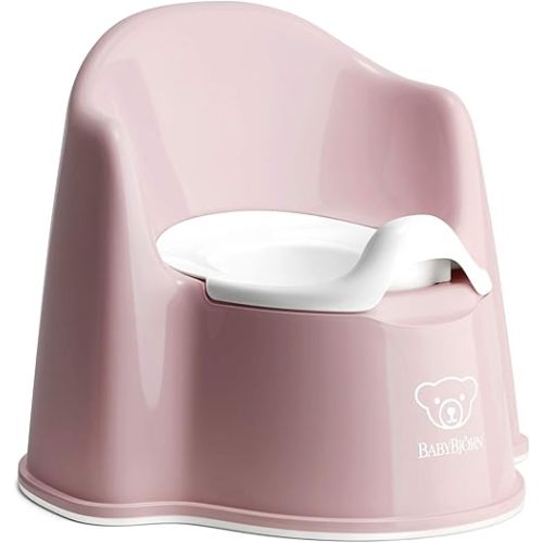 BabyBjörn Potty Chair, Powder Pink/White, Potty Training Toilet, Easy-to-Clean, Removable Inner Potty, Non-Slip