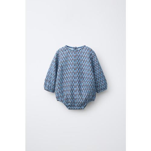 TEXTURED CARROT PRINT BODYSUIT - Bluish | ZARA United States
