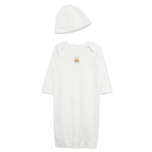 Little Me Clothes for Baby Boys' 2-Piece Nightgown and Cap Set 100% Cotton with Elastic Bottom, Baby Essentials
