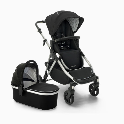 Mockingbird Single-to-Double Stroller 2.0 and Bassinet Bundle - Black/Windowpane Canopy With Black Leather