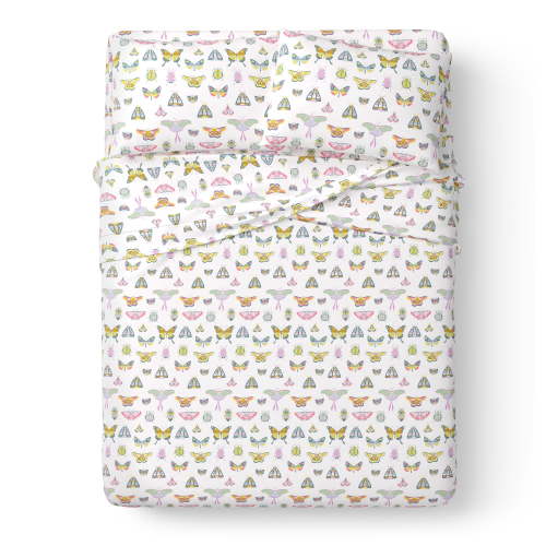 Mainstays Kids Microfiber Bed Sheet Set, Queen, Butterfly, 4 Pieces