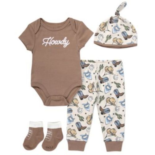 Baby Boys' Short-Sleeve Bodysuit, Pants, Socks and Hat, 4-Piece Set