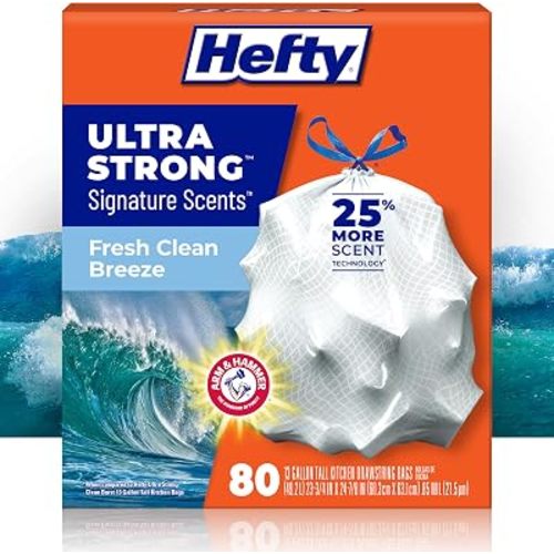 Hefty Ultra Strong Signature Scents 13G Trash Bags, Fresh Clean, 80ct
