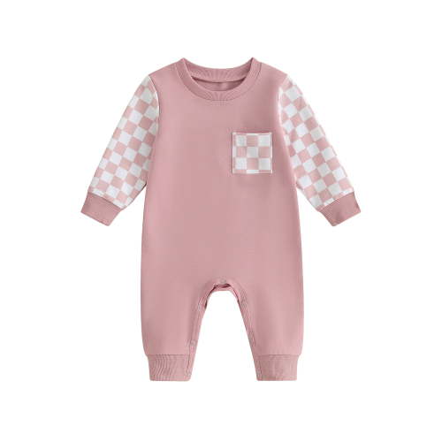 Bagilaanoe Newborn Baby Girl Boys Fall Jumpsuit Checkerboard Print Long Sleeve Bodysuit 3M 6M 12M 18M Infant Casual One Piece Romper
