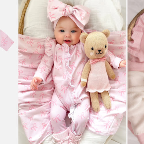 Frill Zip Romper - Pink Bows