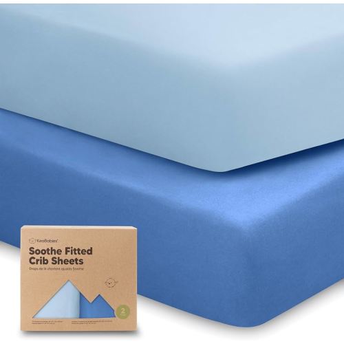 KeaBabies 2-Pack Organic Crib Sheets for Boys, Girls - 52x28 Fitted Crib Mattress Sheet Neutral, Breathable Jersey Cotton Cover for Baby Bed, Toddler Mattress, Soft & Cute Prints (Cornflower)