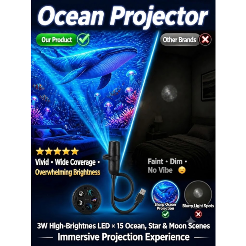 Comauo Ocean & Galaxy Projector: Ultra-HD Sphere Tech, Turns Your Room & Car Into an Aquarium in 1s.