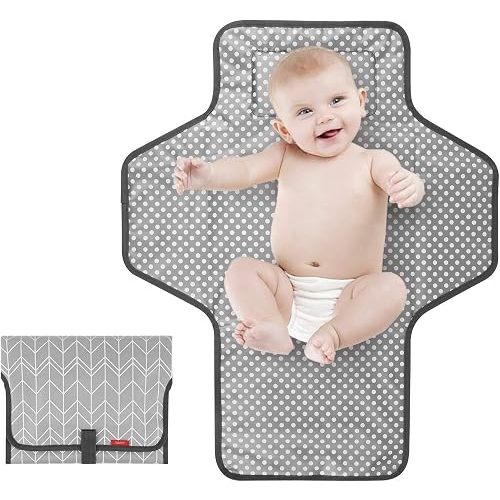Portable Changing Pad for Baby, Waterproof Travel Changing Pads for Moms, Dads, with Built-in Pillow, Excellent Baby Shower, Registry Gifts