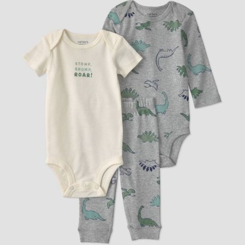 Carter's Just One You® Baby Boys' 3pc Dino Printed Bodysuit and Pants Set - Gray 9M
