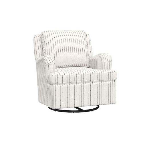 Chris Loves Julia Swivel Glider Slubby Pinstripe Black