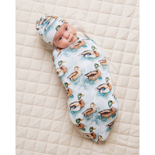 What The Duck Swaddle & Beanie Set