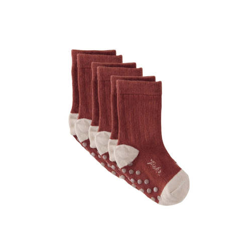 Crew Socks with grips 3 Pack - Mulberry