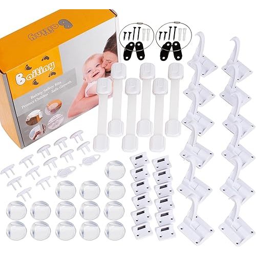 Baby Proof Kit, 58 Packs Baby Proofing Kit Essentials Child Proofing Appliance with Cabinet Locks, Corner Guards and Outlet Covers - All-in-one Super Value Child Proof Kit