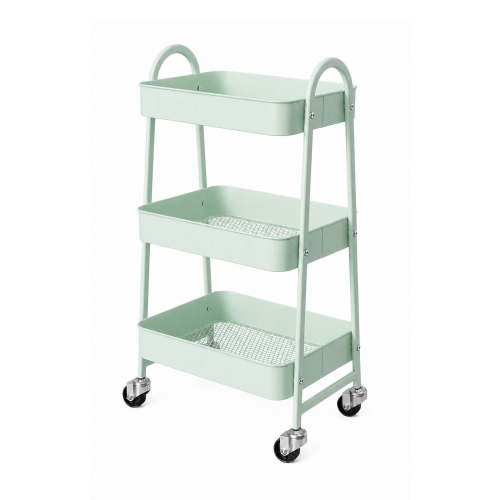 Alvantor 3-Tier Rolling Cart, Metal Rolling Utility Cart with Lockable Wheels, Multi-Functional Heavy Duty Storage Cart Organizer for Bathroom, Kitchen, Living Room, Office