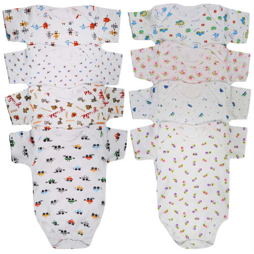 ToBeInStyle Babys' 4 Pack Short Sleeve Bodysuit Onesies - Assorted - 0-3 Months