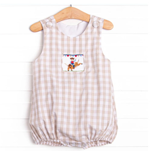 Rodeo Rider Smocked Bubble, Tan – Stitchy Fish