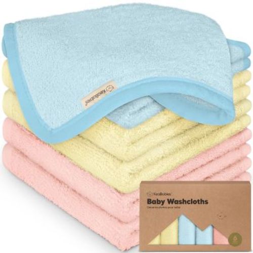 KeaBabies 6pk Deluxe Baby Washcloths, 10x10 Organic and Soft Baby Wash Cloth, Baby Bath Towel, Face Cloths (Candy Pop)