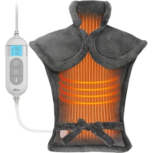 iDOO Electric Heating Pad for Back, FSA Eligible Items, Birthday Gifts for Men Women, Weighted Large Heat Pad 24"x33" for Neck & Shoulders Pain Relief, 5 Heat & 4 Timer Settings