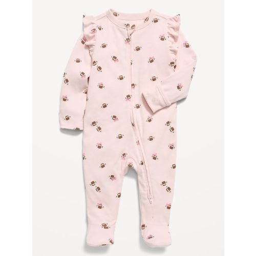 Ruffle-Trim 2-Way-Zip Sleep & Play Footed One-Piece for Baby