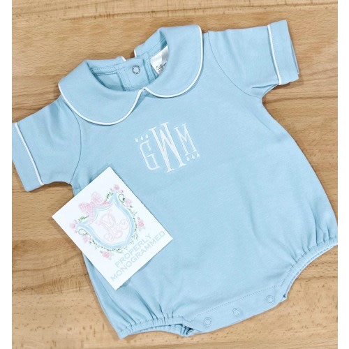 Monogram Boy Bubble, Personalized Boys Onesie, Peter Pan Collar Outfit, Baby Shower Gift
