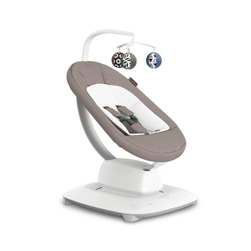 UPPAbaby Mamaroo Smart Swing – 5 motions + 5 speeds + 4 sounds with MotionSync Technology – Infant Recline + Bluetooth Enabled – Included Newborn Insert – Wells (Dark Taupe Mélange)