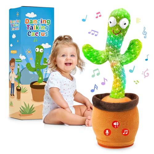 Dancing Talking Cactus Toy for Easter Gifts, Interactive Funny Baby Toys for Infants 6-18 Months, Mimicking Singing Repeating Light Up Toy for Toddler 1 2 3 Year Old Boys Girls