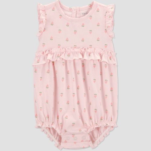 Carter's Just One You® Baby Girls' Geo Ruffle Bubble Romper - Pink 3M