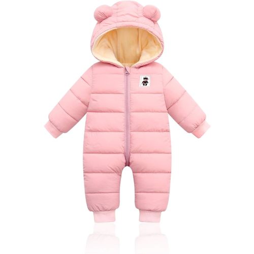 Baby Boy Girl Snowsuit Cute Infant Toddler Winter Coat Long Sleeve Zipper Romper Clothes Jacket