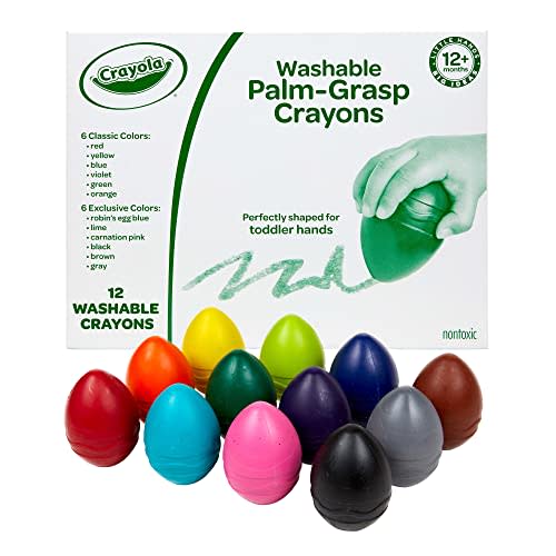 Crayola Large Egg Crayons (12ct), Jumbo Washable Crayons for Toddlers, Christmas Gifts for Grandkids, Stocking Stuffers, Preschool Art Supplies, Ages 1+