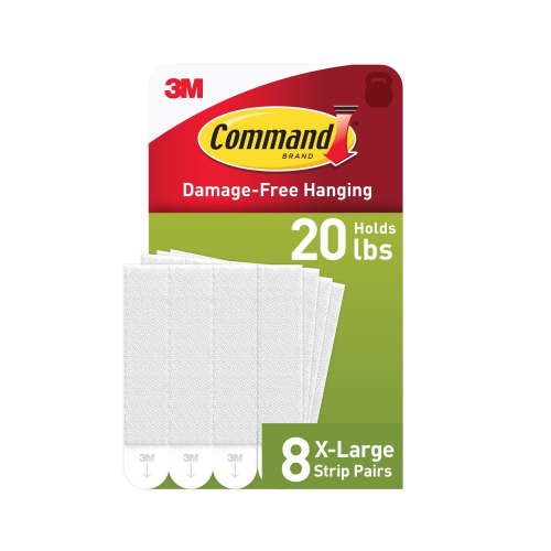 Command Heavy Duty Picture Hangers, Hold 20 lbs, White, Damage-Free Hanging, 8 Pairs Adhesive Strips