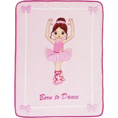 EVERYDAY KIDS Toddler Throw Blanket - 30" by 40" - Ballerina Born to Dance - Super Soft, Plush, Warm and Comfortable