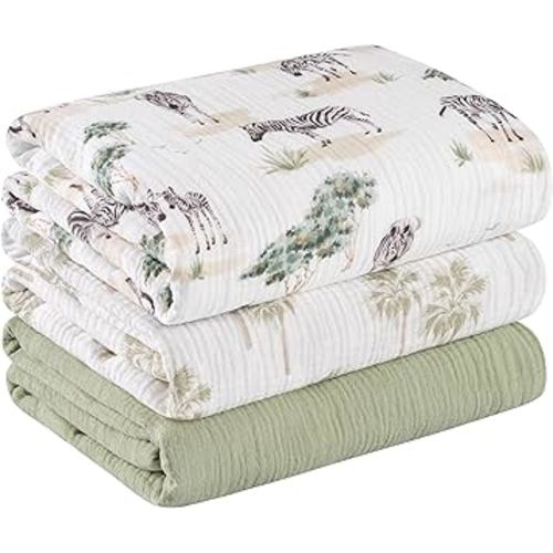 Muslin Swaddle Blankets for Newborn, 3 Pack Breathable Soft Receiving Blanket, Large 38 x 40 inches Swaddle Wrap Burping Clothes, Essentials Infant Shower Items, Toddler Gift (Lovely Zebra)