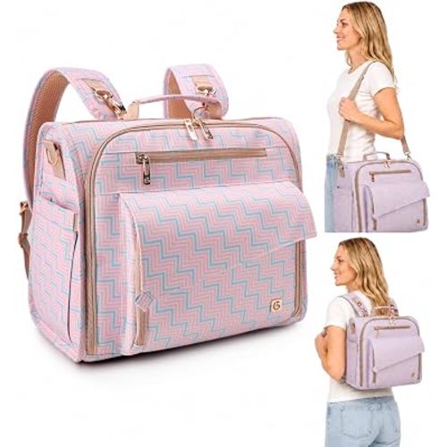 ALLCAMP Diaper Backpack, Waterproof Large Capacity Baby Bag, Multi-Function Nappy Bag with Stroller Hooks, Convertible Tote
