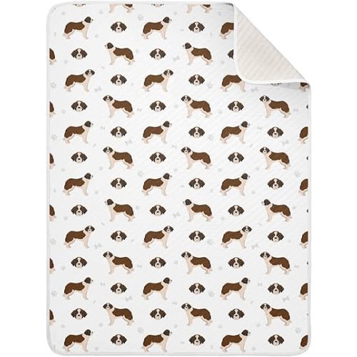 Dog St Bernard Cute Baby Swaddle Blanket for Boys and Girls, Muslin Baby Receiving Swaddle Blanket, Soft Cotton Nursery Swaddling Blankets for Newborn Toddler Infant