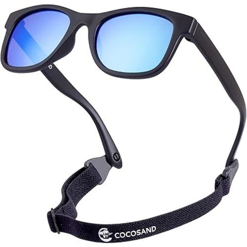 COCOSAND Flexible Polarized Baby Sunglasses with Strap UV Protection for Toddler Infant Girl Boy Age 0-24 Months