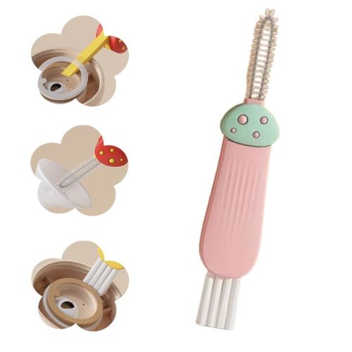 3 in 1 Cup Lid Cleaning Brush, 2024 New Portable Crevice Cleaning Brush Set for Baby Bottle Gap Tight Spaces Cup, Rotatable Cup Lid Cleaner Cup Mouth Scrubber