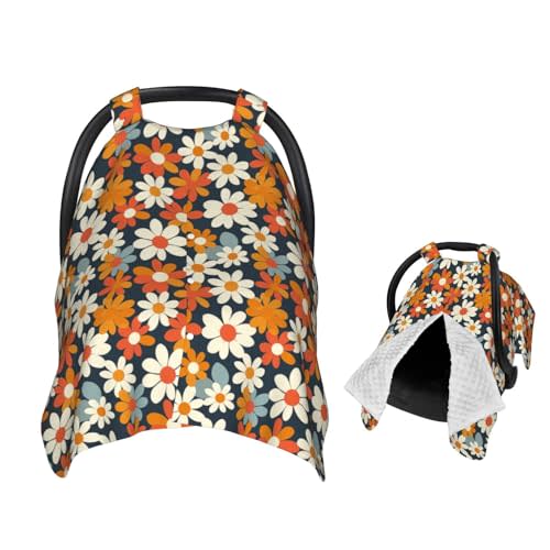 Muishi Retro Daisy Floral Baby Car Seat Canopy Nursing Cover for Newborn Car Seat Breastfeeding Covers Blanket Newborn Shower Gift